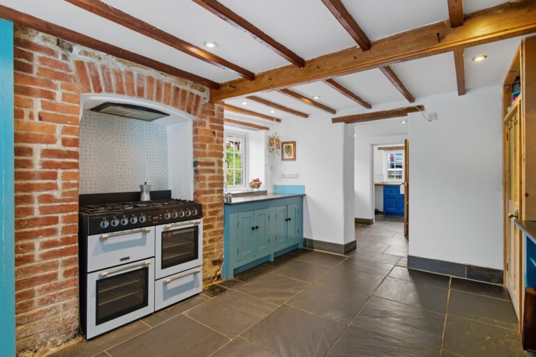 Interior photo of a kitchen in a countryside cottage